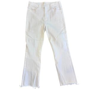 MOTHER White Hustler ankle fray denim crop jeans womens 32 pants